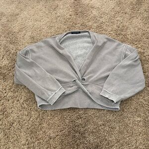 green/grey twist front sweater